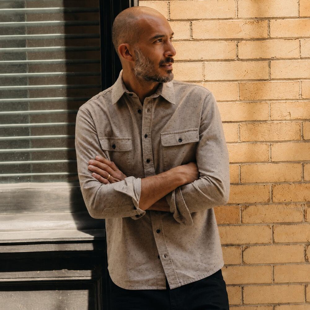 Taylor Stitch The Yosemite Shirt Flannel Cotton Chmois Oat Donegal 44